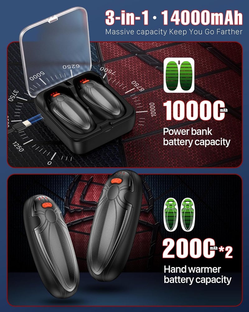 Tenvolti Hand Warmers Rechargerable 2 Pack - 14000mAh Electric AI Handwarmers with Charging Case, Magnetic 2 in 1 Pocket Heater, Gifts for Women/Men/Golf/Hunting/Travel/Camping Accessories - Image 3